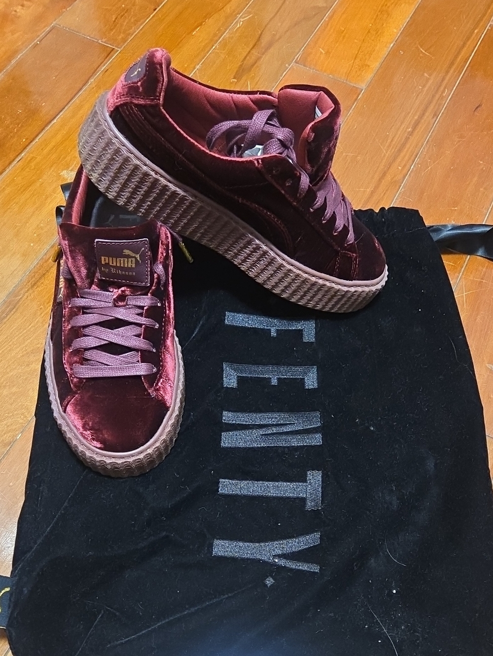 Puma FENTY by RIHANNA Women's Velvet Platform Sneakers - Burgundy